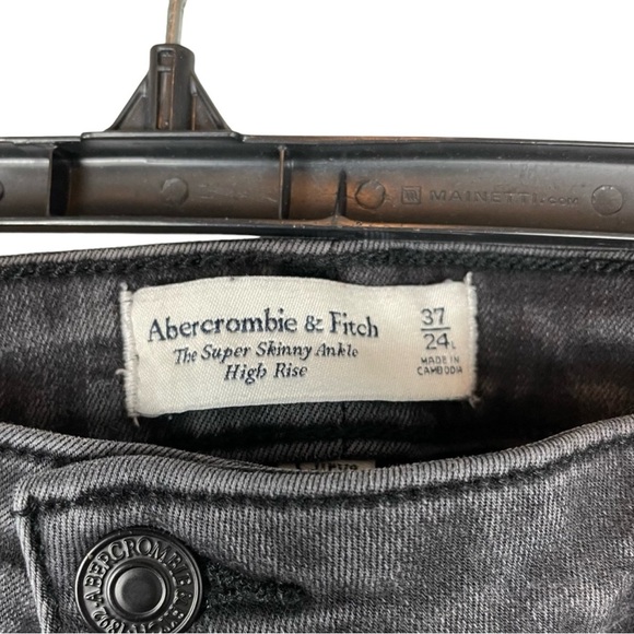 Abercrombie & Fitch Grey Black High Rise Skinny Distressed Ankle Jeans size 24L - Picture 5 of 8